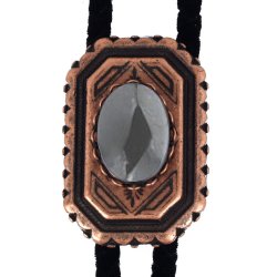 Hematite Scalloped Edge Bolo Tie