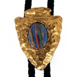 Rainbow Calsilica Arrowhead Style Bolo Tie