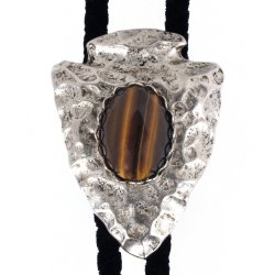 Tiger Eye Arrowhead Style Bolo Tie