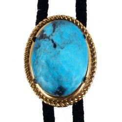 Turquoise Rope Edge Bolo Tie Slide:Gold