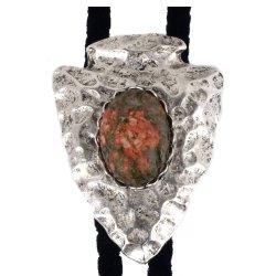 Unakite Arrowhead Style Bolo Tie