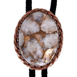 White Calcite Twisted Edge Bolo Tie: Western Bolo Ties