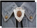 Chrysanthemum Stone Arrowhead Style Bolo Tie