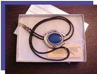 Boxed Blue Onyx Horseshoe Design Bolo Tie